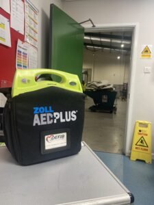 Defibrillator at a factory