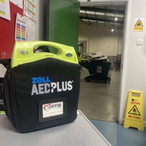 Defibrillator at a factory